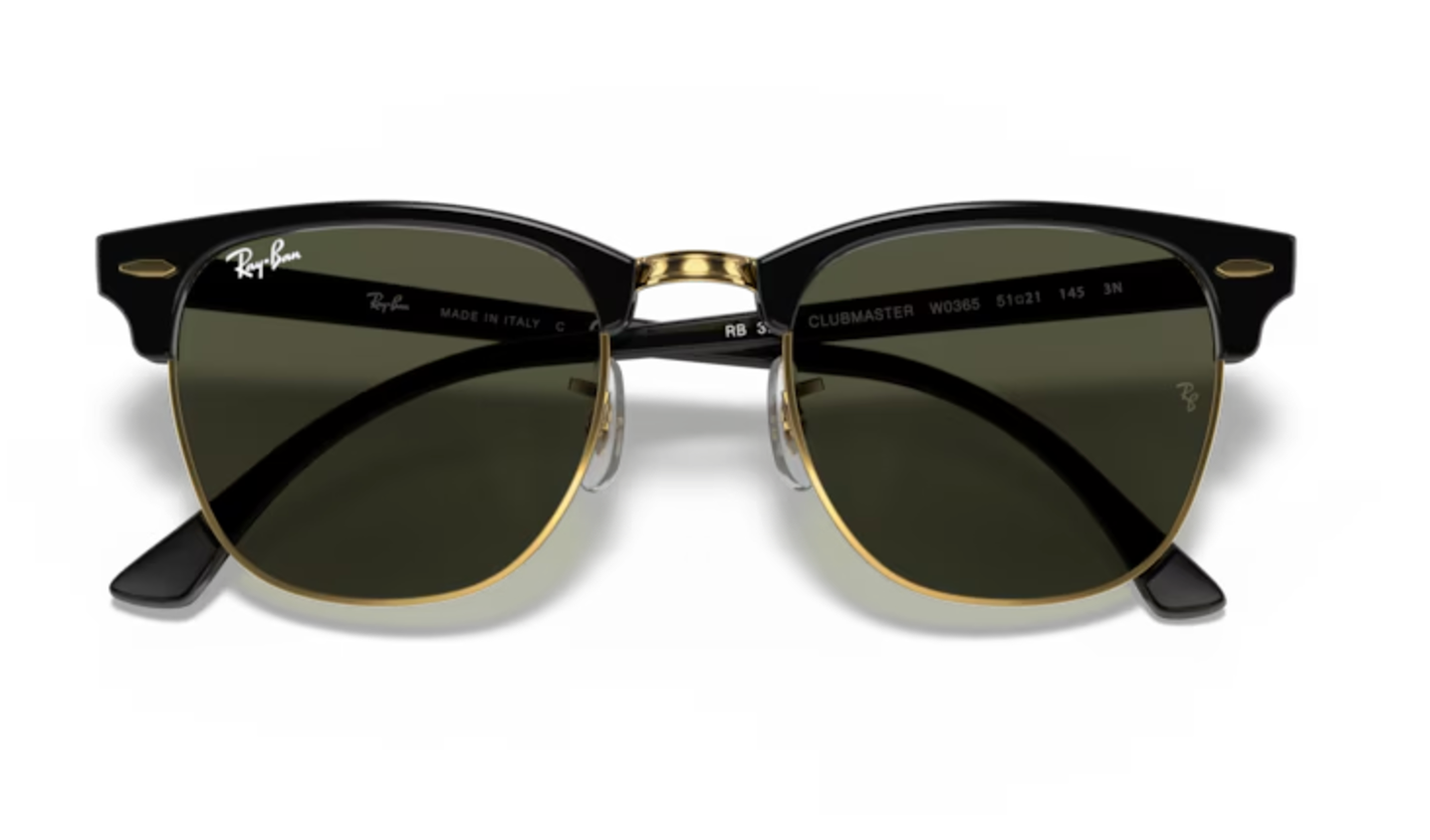 RayBan Clubmaster Frames - Black on Gold