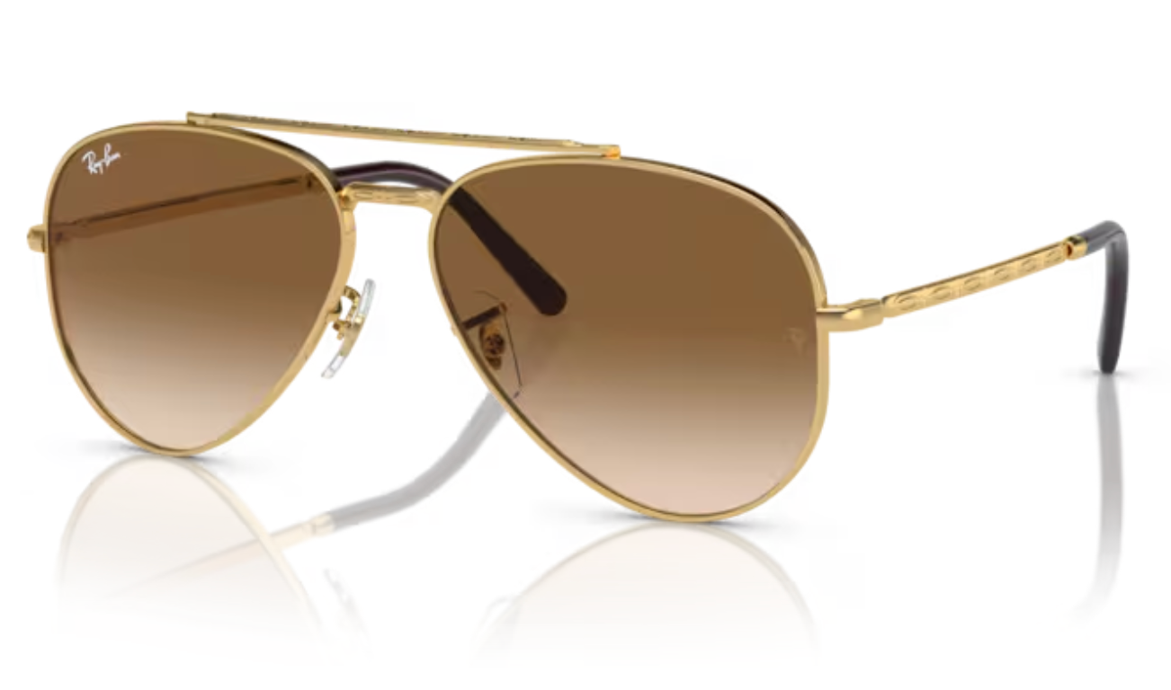 Ray Ban New Aviator in Arista Gold with Light Brown Lens