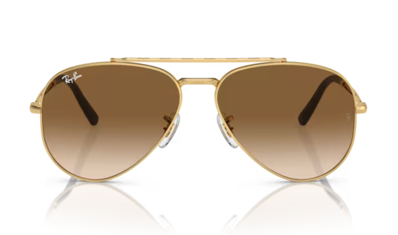 Ray Ban New Aviator in Arista Gold with Light Brown Lens