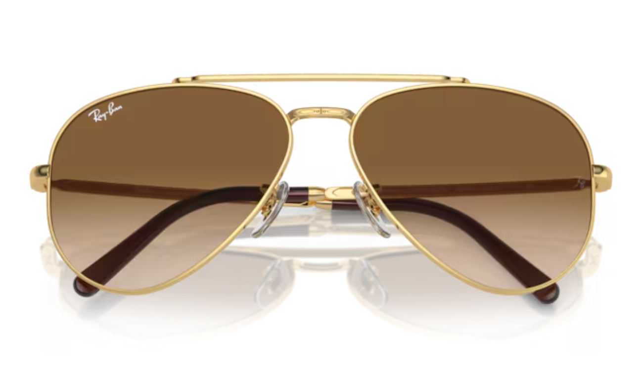 Ray Ban New Aviator in Arista Gold with Light Brown Lens