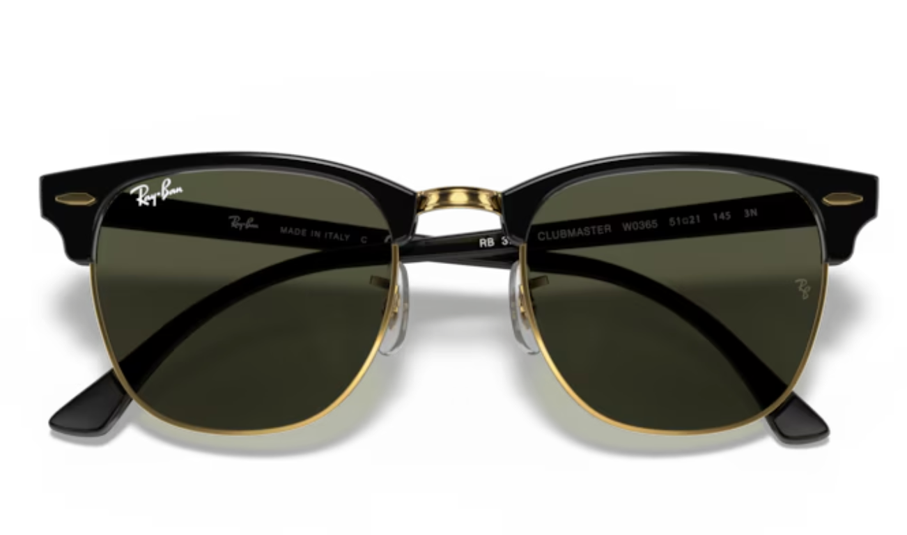Ray Ban Clubmaster Unisex Frame - Black on Gold