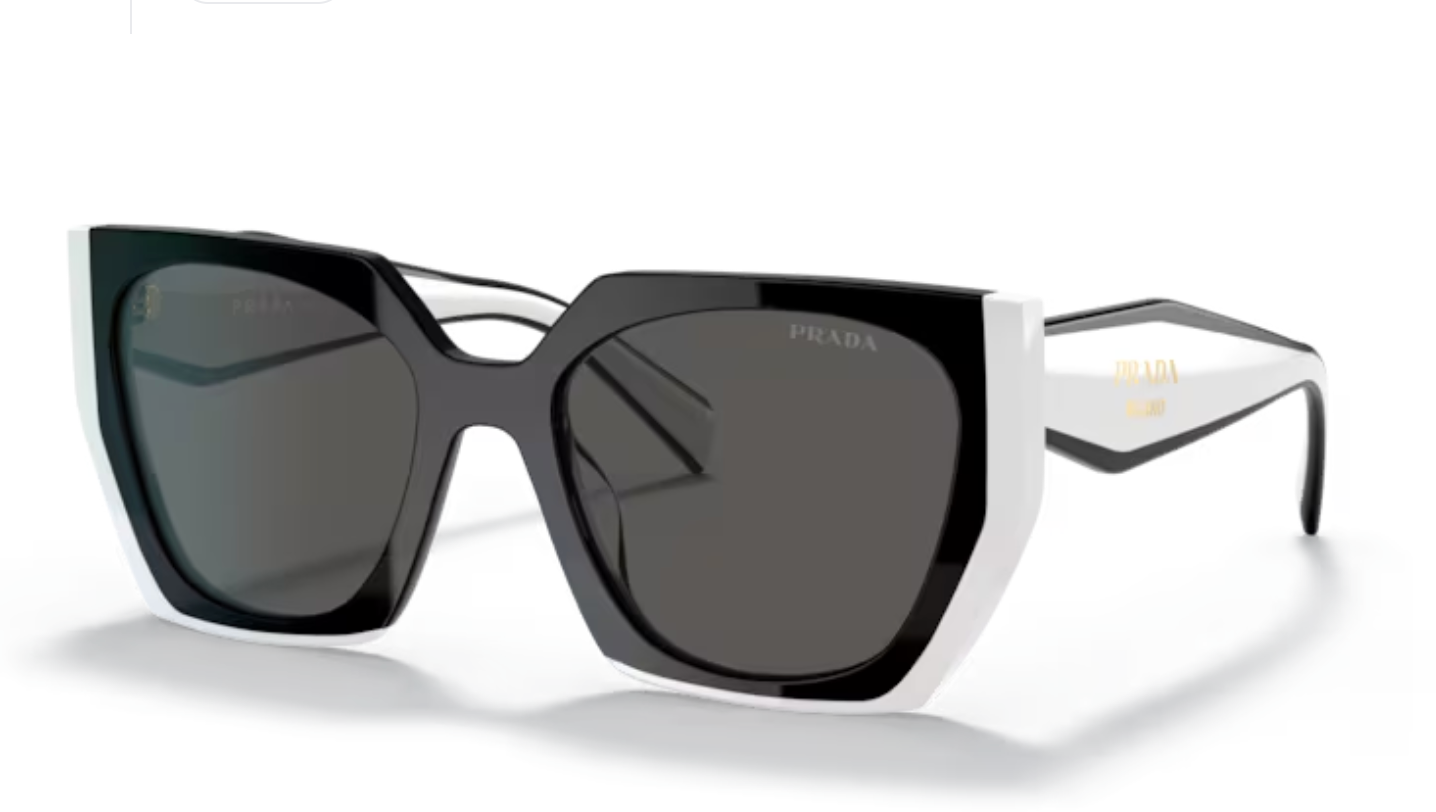 Prada Ladies Hex Frames Black with White Sides
