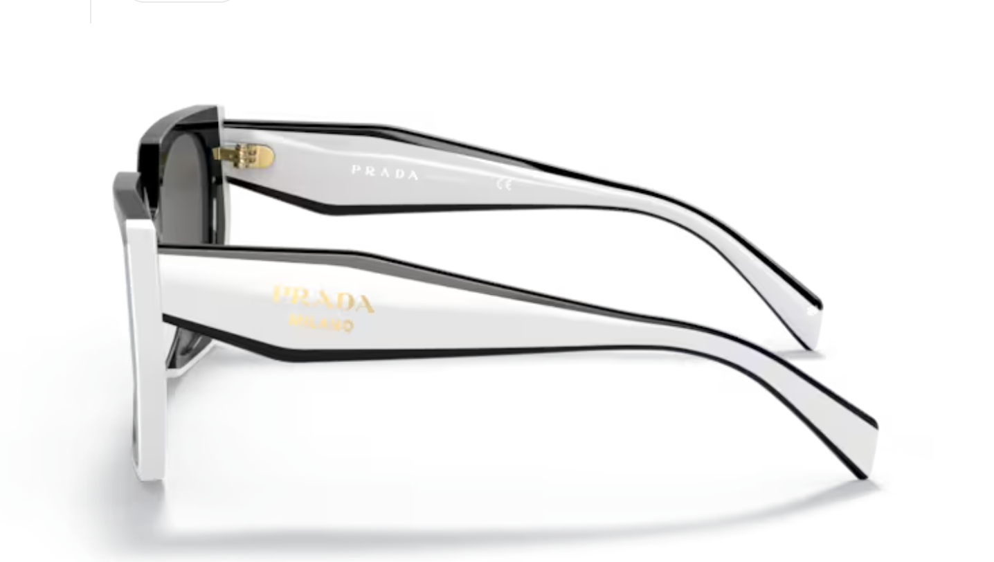 Prada Ladies Hex Frames Black with White Sides