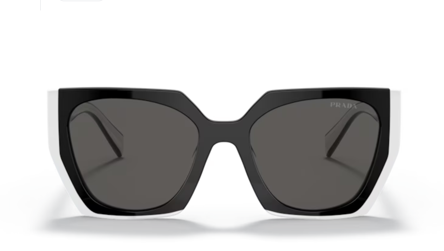 Prada Ladies Hex Frames Black with White Sides