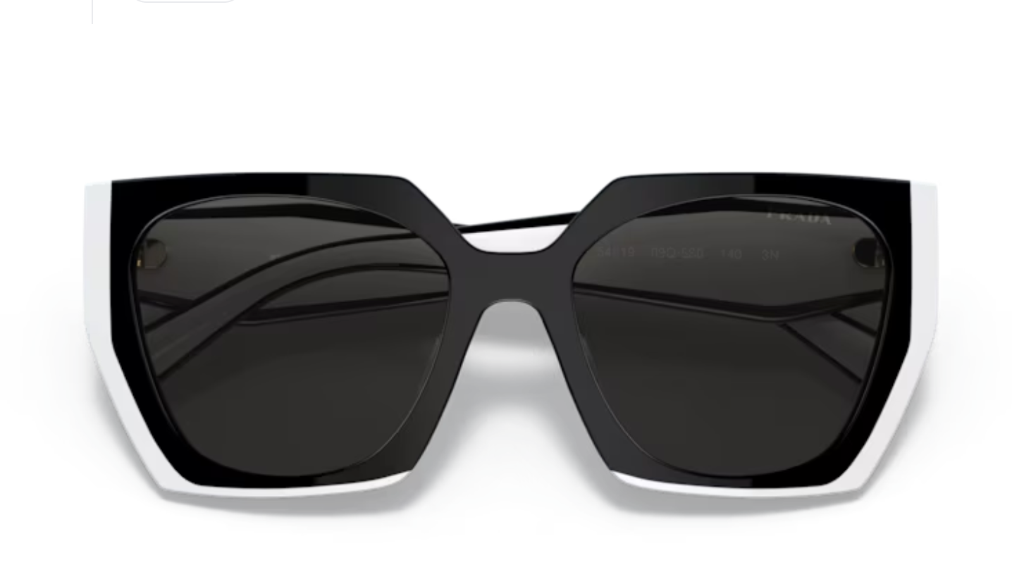 Prada Ladies Hex Frames Black with White Sides