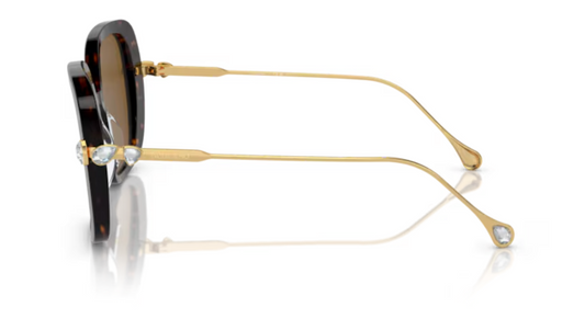 Swarovski Brown Diamanté Sunglasses in Havana