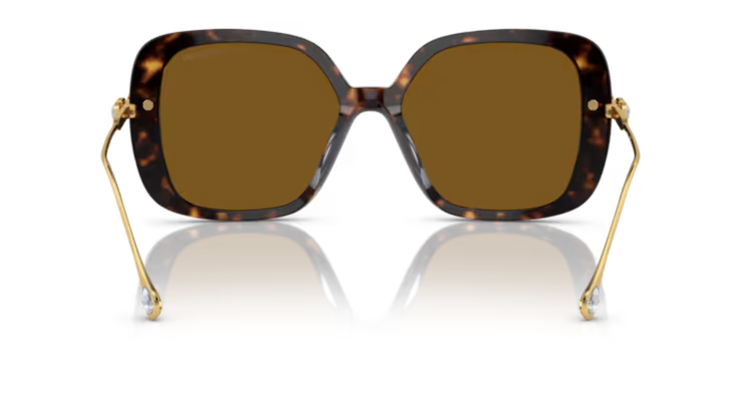 Swarovski Brown Diamanté Sunglasses in Havana