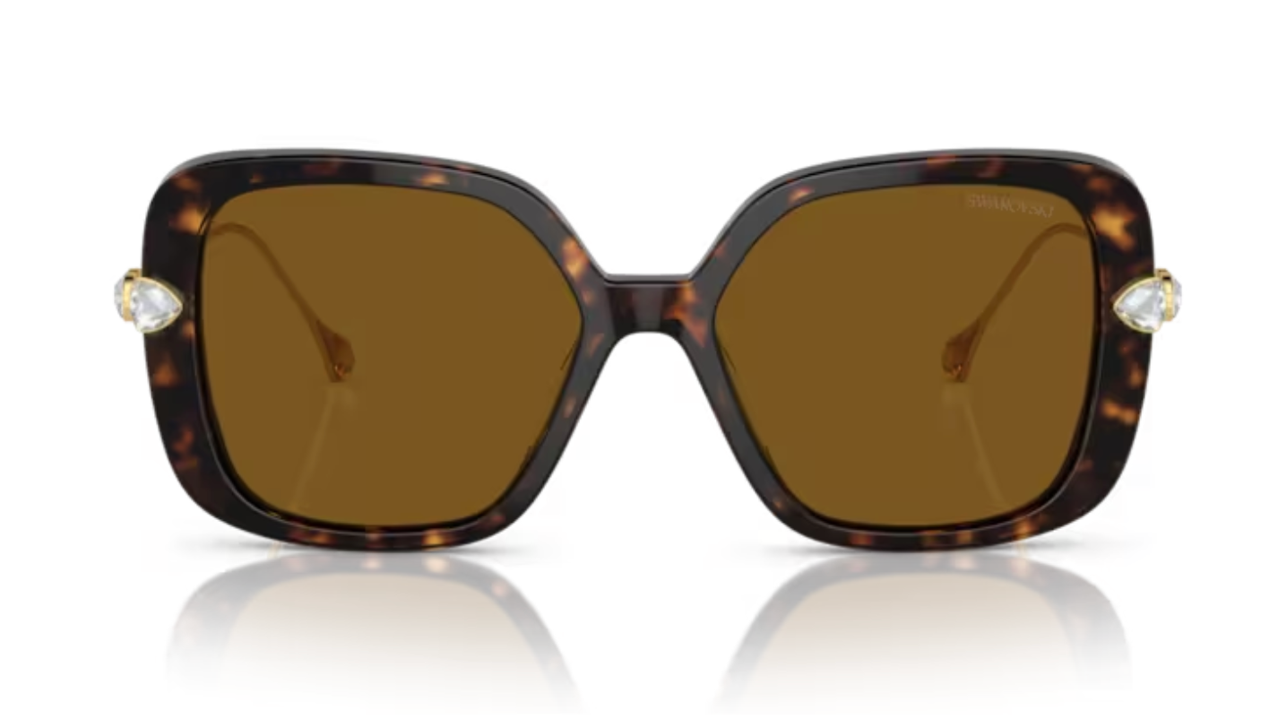 Swarovski Brown Diamanté Sunglasses in Havana