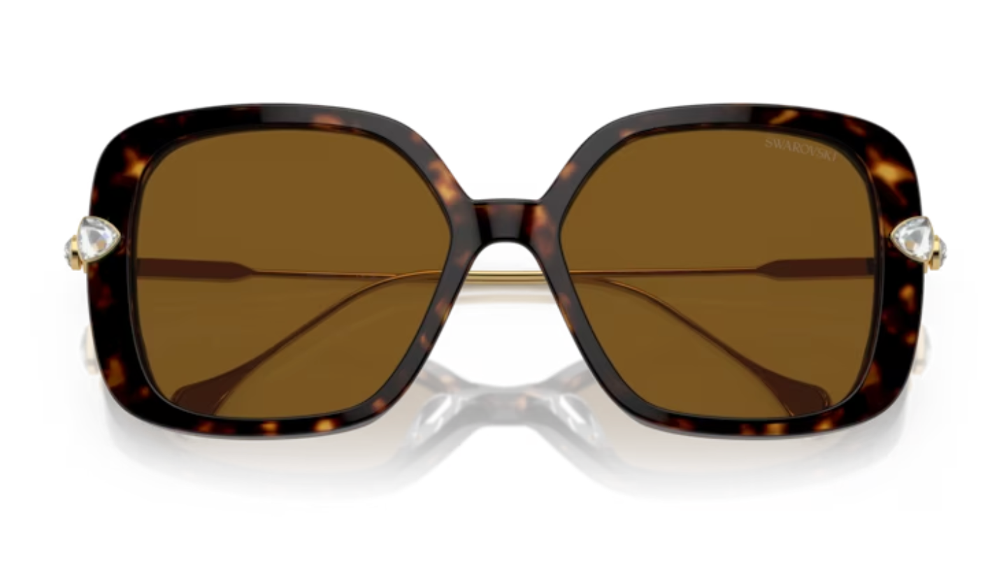 Swarovski Brown Diamanté Sunglasses in Havana