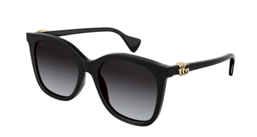 Gucci Black Ladies Sunglasses Gold Logo Side