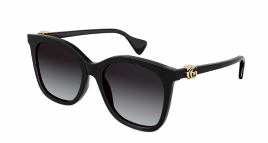 Gucci Black Ladies Sunglasses Gold Logo Side