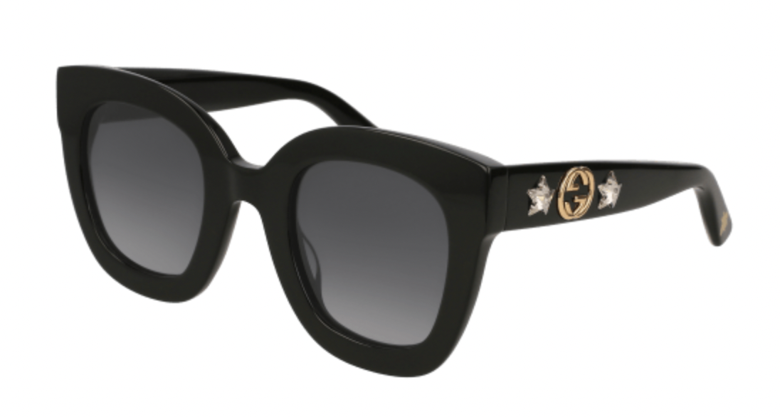 Gucci Ladies Black Frames with Star Detail Sides