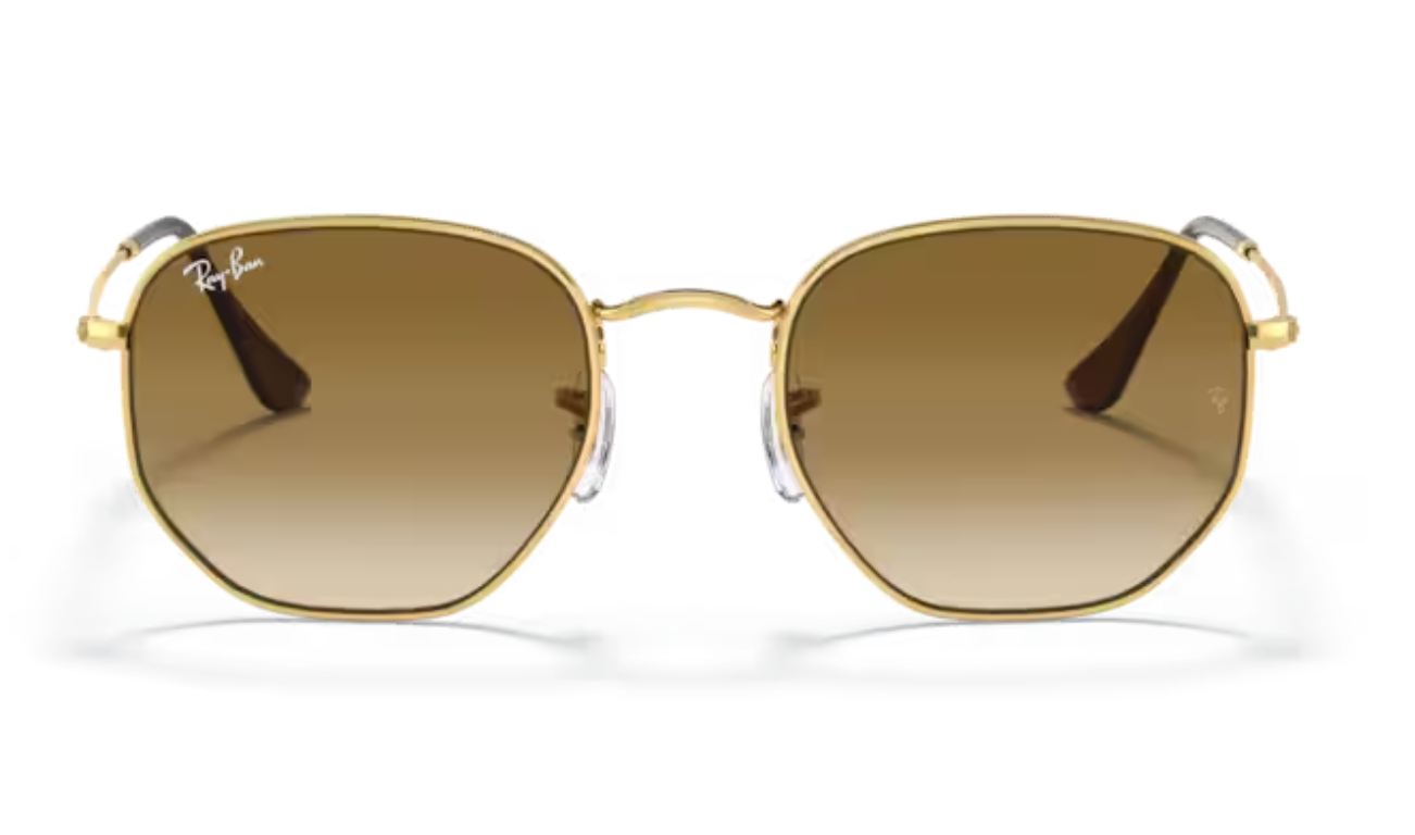 Ray Ban Hexagonal Gold with Brown Lenses