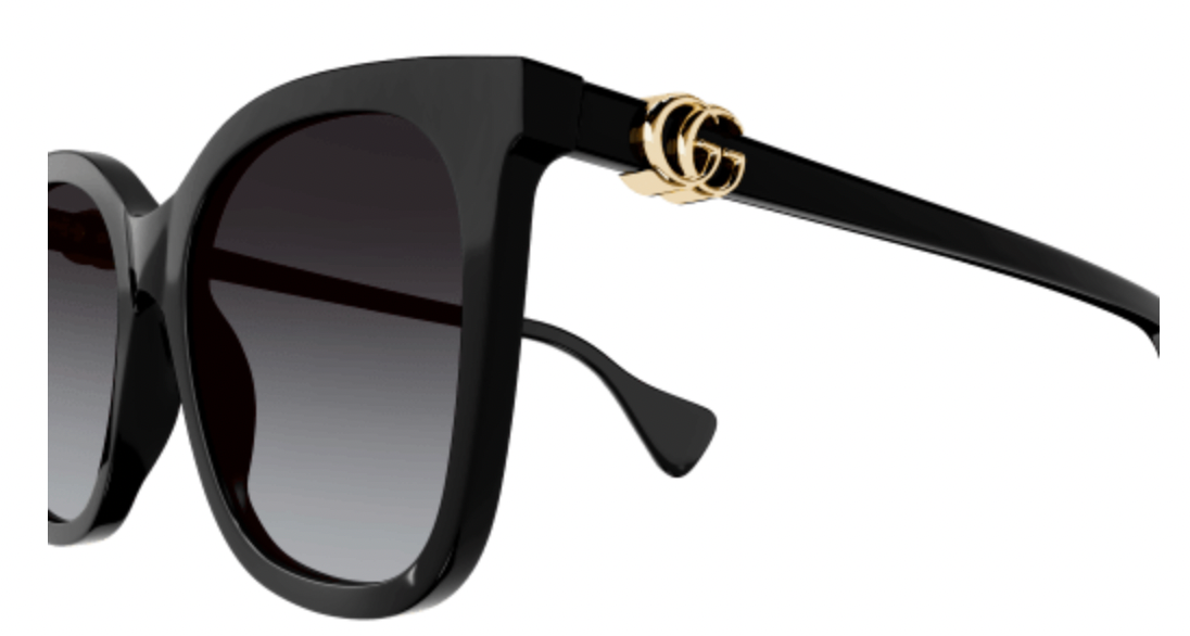 Gucci Black Ladies Sunglasses Gold Logo Side